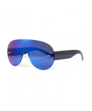 Unisex Futuristic Rimless Mirrored Mono Lens Shield Sunglasses A036 - Blue Revo - C5186IOO8EQ $7.35 Rimless