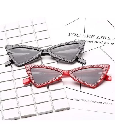 Triangle Sunglasses Women Sunshade Rhinestone Butterfly Frame Cat Eye Sun Glasses Female Black Eyewear UV400 - CT198OOMRMC $7...