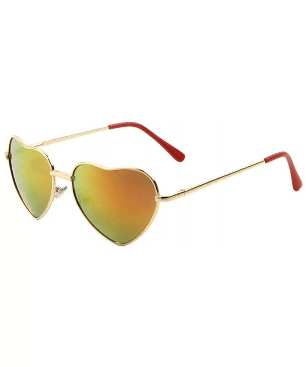 Women's Lolita Heart Shaped Metal Aviator Sunglasses - Gold & Red Frame - CK18UW9OSG7 $7.45 Aviator