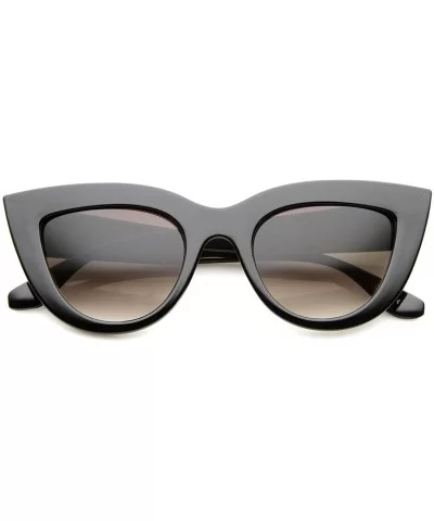 Womens Mod Fashion Bold Rimmed 70s Style Cat Eye Sunglasses 48mm - Shiny Black / Lavender - C112G0JEKQB $8.33 Cat Eye