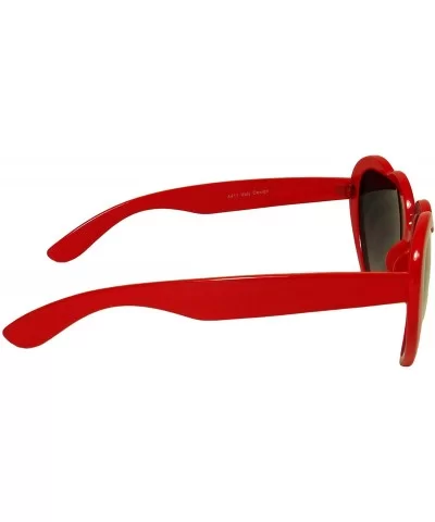 Large Oversized Womens Heart Shape Sunglasses Love Eyewear - Red - CV11IAEBY5J $7.82 Oversized