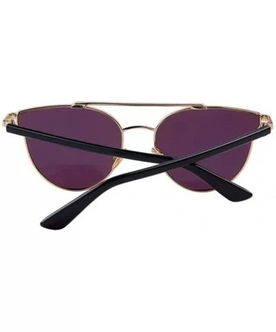 Women Fashion UV400 Cat Eye Classic Double-Bridge Shades Mirror Sunglasses - Green - CG17YZA9I6T $6.96 Rimless