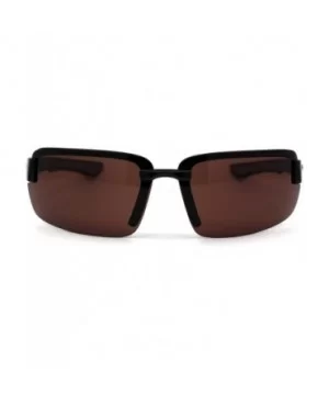 Mens Biker Exposed Lens Rectangular Motorcycle Sunglasses - Black Grey Brown - CH195E4TA79 $10.10 Rimless