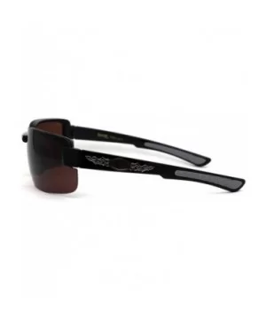 Mens Biker Exposed Lens Rectangular Motorcycle Sunglasses - Black Grey Brown - CH195E4TA79 $10.10 Rimless