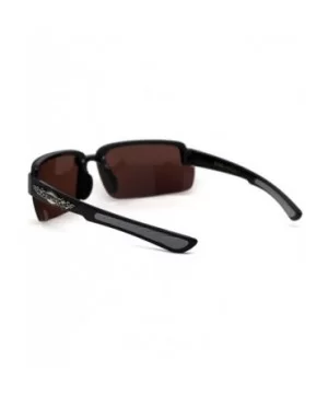 Mens Biker Exposed Lens Rectangular Motorcycle Sunglasses - Black Grey Brown - CH195E4TA79 $10.10 Rimless