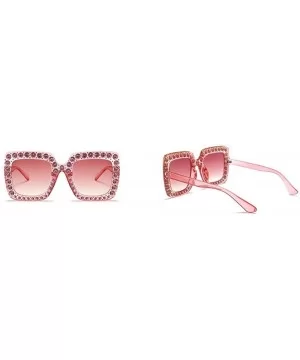 Oversized Diamond Sunglasses Women Handmade Square Frame Eyewear 67mm UV400 - Pink - CN186XQ9Z0I $10.38 Oversized