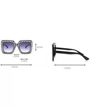 Oversized Diamond Sunglasses Women Handmade Square Frame Eyewear 67mm UV400 - Pink - CN186XQ9Z0I $10.38 Oversized