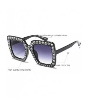 Oversized Diamond Sunglasses Women Handmade Square Frame Eyewear 67mm UV400 - Pink - CN186XQ9Z0I $10.38 Oversized