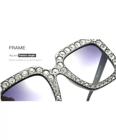 Oversized Diamond Sunglasses Women Handmade Square Frame Eyewear 67mm UV400 - Pink - CN186XQ9Z0I $10.38 Oversized