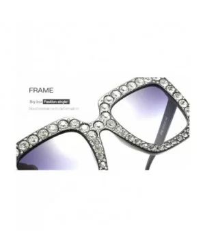 Oversized Diamond Sunglasses Women Handmade Square Frame Eyewear 67mm UV400 - Pink - CN186XQ9Z0I $10.38 Oversized