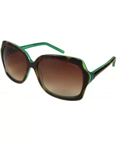 Women's Handmade Italian Acetate Oversized Square Frame Sunglasses HM240 - Demi/Green - CW11L1NT15R $27.47 Square