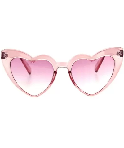 Womens Translucent Heart Shape Valentines Plastic Cat Eye Sunglasses - Pink - CC18HZ4OQC5 $7.86 Cat Eye