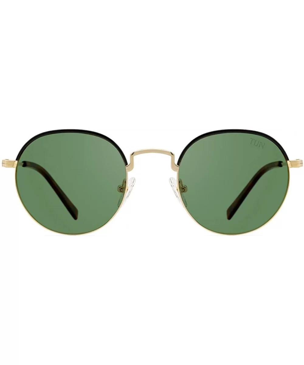 Polarized Vintage Round Sunglasses UV400 Protection Mental Frame Glasses for Men Women - Green - CV1930T895H $18.76 Round