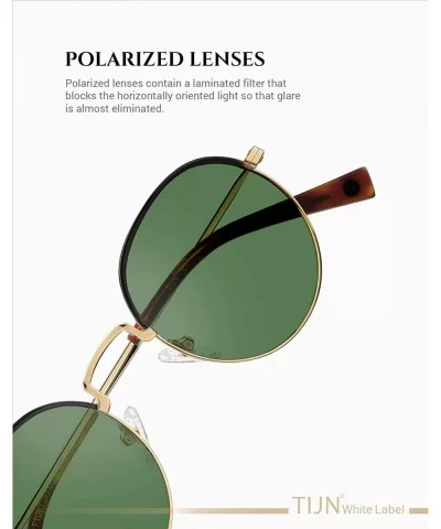 Polarized Vintage Round Sunglasses UV400 Protection Mental Frame Glasses for Men Women - Green - CV1930T895H $18.76 Round