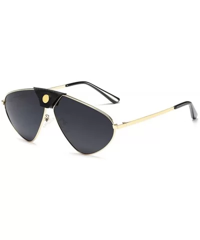 Polarized Lenses Designer Statement Sunglasses Unisex Retro Aviator Metal Frame - Black - C318TRASMAA $15.12 Goggle