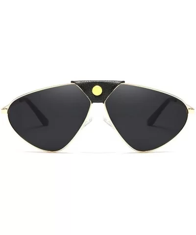 Polarized Lenses Designer Statement Sunglasses Unisex Retro Aviator Metal Frame - Black - C318TRASMAA $15.12 Goggle