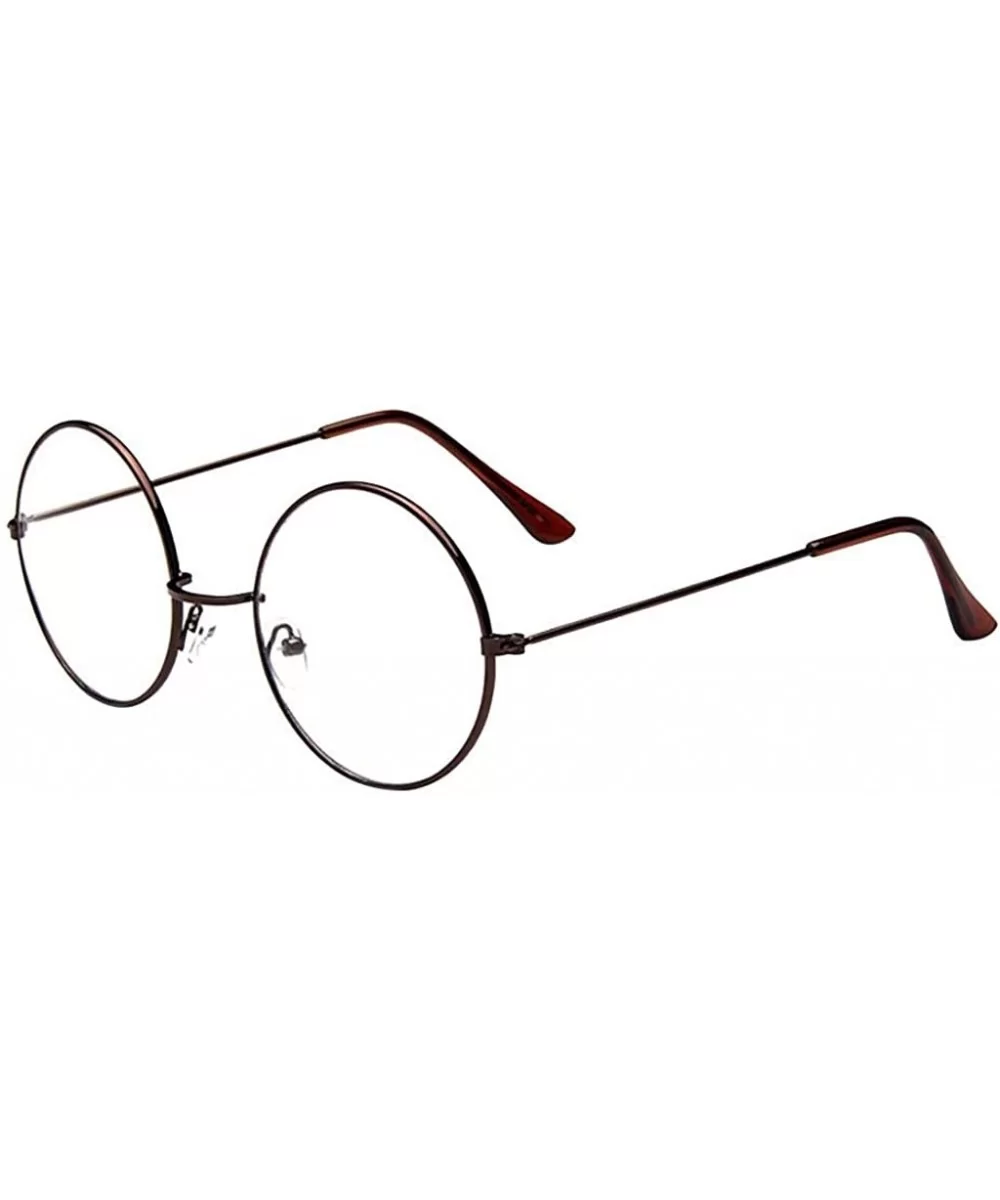 Fashion Oval Round Clear Lens Glasses Vintage Geek Nerd Retro Style Metal - Brown - C718RAWO7RU $4.57 Oval