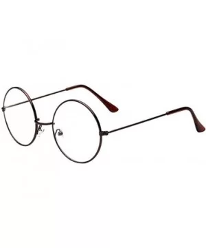 Fashion Oval Round Clear Lens Glasses Vintage Geek Nerd Retro Style Metal - Brown - C718RAWO7RU $4.57 Oval