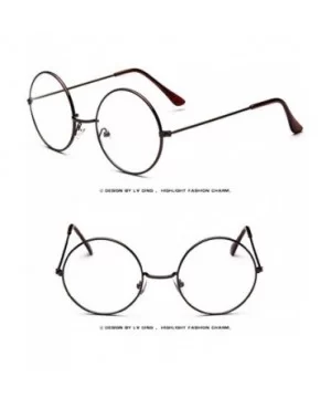 Fashion Oval Round Clear Lens Glasses Vintage Geek Nerd Retro Style Metal - Brown - C718RAWO7RU $4.57 Oval