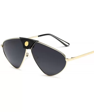 Polarized Lenses Designer Statement Sunglasses Unisex Retro Aviator Metal Frame - Black - C318TRASMAA $15.12 Goggle