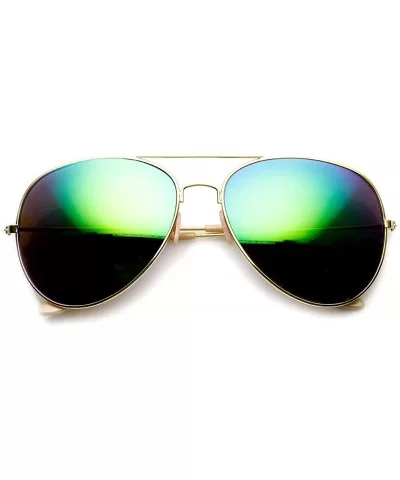 Large Classic Metal Frame Flash Mirror Lens Aviator Sunglasses (Gold Midnight) - CW11KI3KZD3 $7.98 Aviator