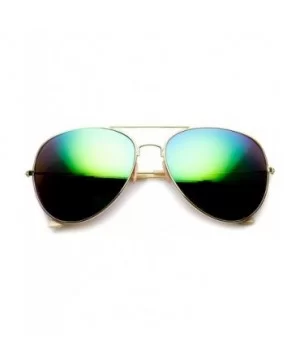 Large Classic Metal Frame Flash Mirror Lens Aviator Sunglasses (Gold Midnight) - CW11KI3KZD3 $7.98 Aviator