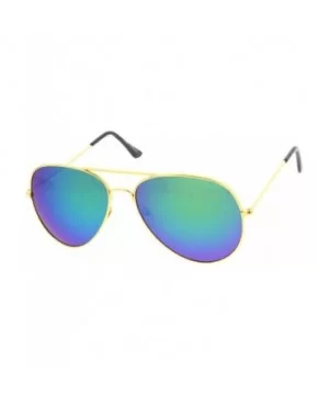 Large Classic Metal Frame Flash Mirror Lens Aviator Sunglasses (Gold Midnight) - CW11KI3KZD3 $7.98 Aviator