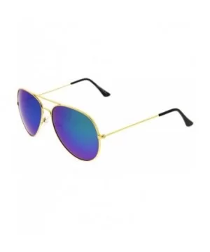 Large Classic Metal Frame Flash Mirror Lens Aviator Sunglasses (Gold Midnight) - CW11KI3KZD3 $7.98 Aviator