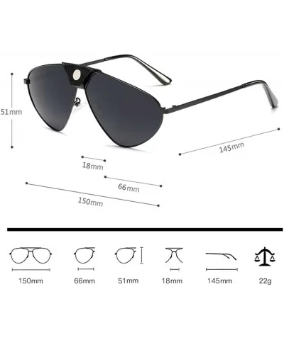 Polarized Lenses Designer Statement Sunglasses Unisex Retro Aviator Metal Frame - Black - C318TRASMAA $15.12 Goggle