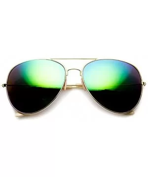 Large Classic Metal Frame Flash Mirror Lens Aviator Sunglasses (Gold Midnight) - CW11KI3KZD3 $7.98 Aviator