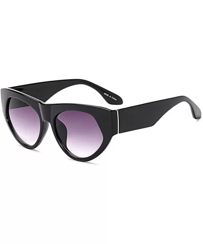 Retro cat eye sunglasses Oversized frame for Men Women UV Protection - Bright Black - C618DWDLASN $6.78 Goggle