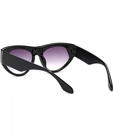 Retro cat eye sunglasses Oversized frame for Men Women UV Protection - Bright Black - C618DWDLASN $6.78 Goggle