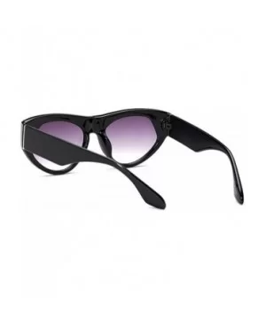 Retro cat eye sunglasses Oversized frame for Men Women UV Protection - Bright Black - C618DWDLASN $6.78 Goggle