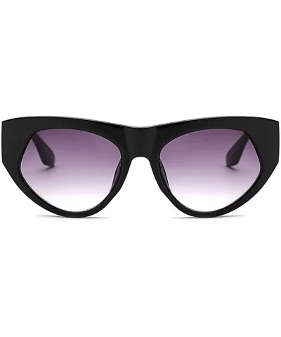 Retro cat eye sunglasses Oversized frame for Men Women UV Protection - Bright Black - C618DWDLASN $6.78 Goggle