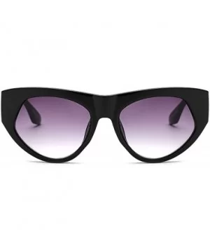 Retro cat eye sunglasses Oversized frame for Men Women UV Protection - Bright Black - C618DWDLASN $6.78 Goggle