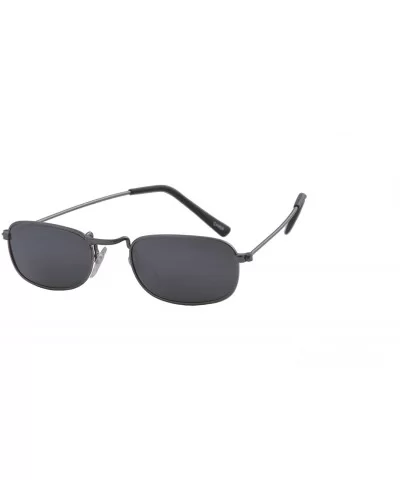 Light-Weight Unisex Sunglasses Small Retro Rectangular Metal Frame - Gunmetal Frame/ Mirror Silver Lens - CE18LUEO74K $6.73 G...