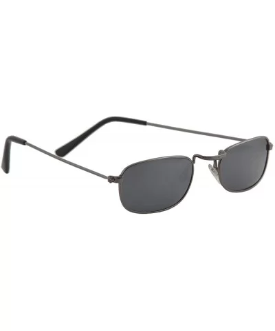 Light-Weight Unisex Sunglasses Small Retro Rectangular Metal Frame - Gunmetal Frame/ Mirror Silver Lens - CE18LUEO74K $6.73 G...