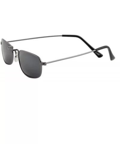 Light-Weight Unisex Sunglasses Small Retro Rectangular Metal Frame - Gunmetal Frame/ Mirror Silver Lens - CE18LUEO74K $6.73 G...