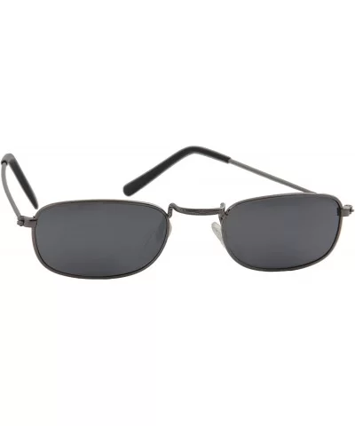 Light-Weight Unisex Sunglasses Small Retro Rectangular Metal Frame - Gunmetal Frame/ Mirror Silver Lens - CE18LUEO74K $6.73 G...