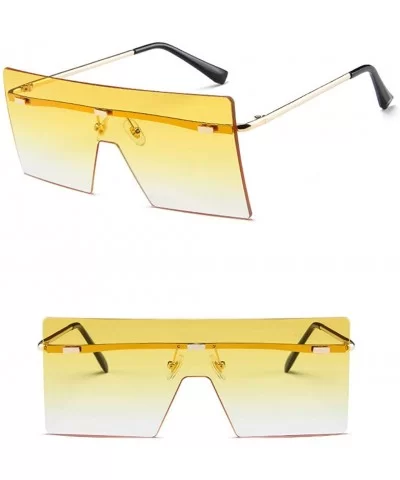 Large Square Rimless Sunglasses for Women Men-Classic Vintage Metal Oversized Shades Eyewear Glasses - Ye - CU196I8CZ0G $8.40...