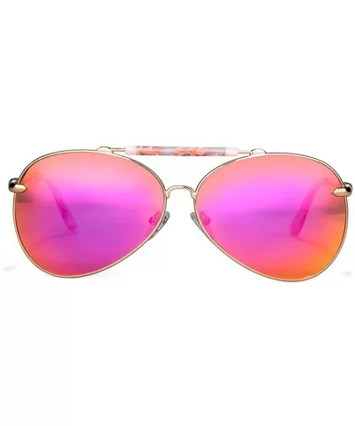 Oversize Sunglasses Women Vintage Oval Pilot Metal Frame Lens Adult Pink Yellow - Pink - C618YZUCNN4 $23.86 Oval