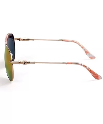 Oversize Sunglasses Women Vintage Oval Pilot Metal Frame Lens Adult Pink Yellow - Pink - C618YZUCNN4 $23.86 Oval