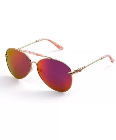 Oversize Sunglasses Women Vintage Oval Pilot Metal Frame Lens Adult Pink Yellow - Pink - C618YZUCNN4 $23.86 Oval