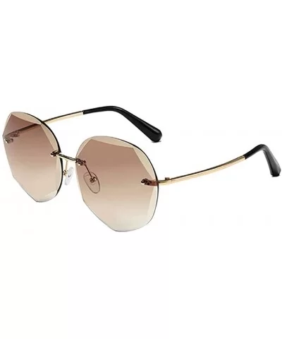 Sunglasses polygonal crystal slimming sunglasses - Brown - CF1997DM66E $27.70 Round