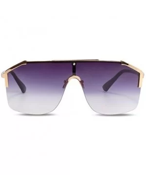 Rimless Shield Sunglasses Flat Top Mirror Glasses Women Men oversized Retro Sunglasses - 2 - CV1965020K4 $8.92 Oversized