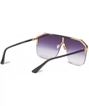 Rimless Shield Sunglasses Flat Top Mirror Glasses Women Men oversized Retro Sunglasses - 2 - CV1965020K4 $8.92 Oversized