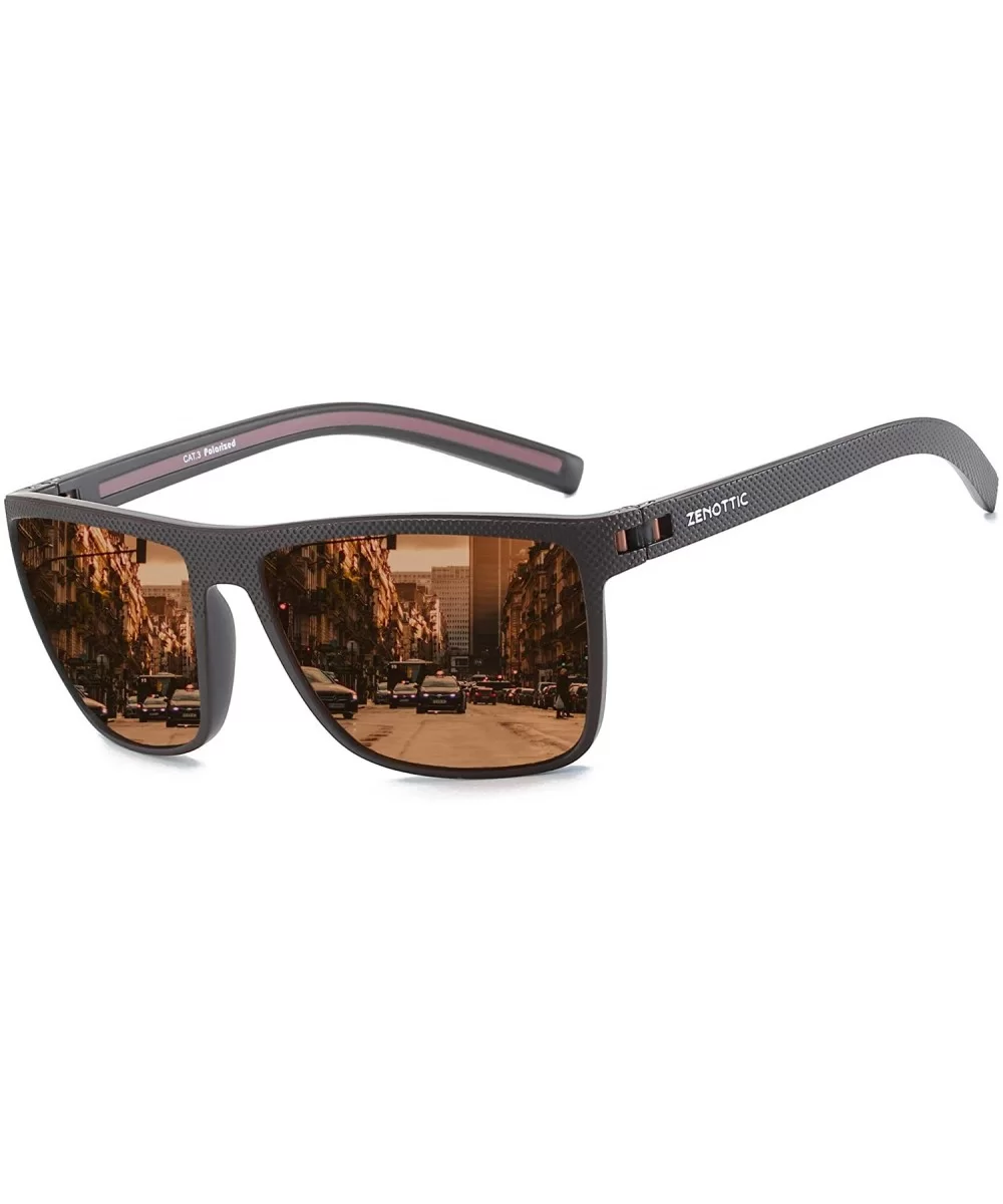 Polarized Sunglasses for Men Lightweight TR90 Frame UV400 Protection Square Sun Glasses - CU18T2ULULM $27.51 Wrap