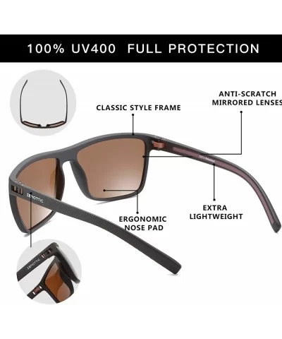 Polarized Sunglasses for Men Lightweight TR90 Frame UV400 Protection Square Sun Glasses - CU18T2ULULM $27.51 Wrap