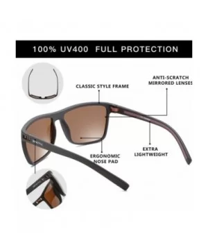 Polarized Sunglasses for Men Lightweight TR90 Frame UV400 Protection Square Sun Glasses - CU18T2ULULM $27.51 Wrap