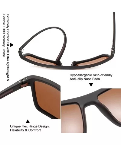 Polarized Sunglasses for Men Lightweight TR90 Frame UV400 Protection Square Sun Glasses - CU18T2ULULM $27.51 Wrap